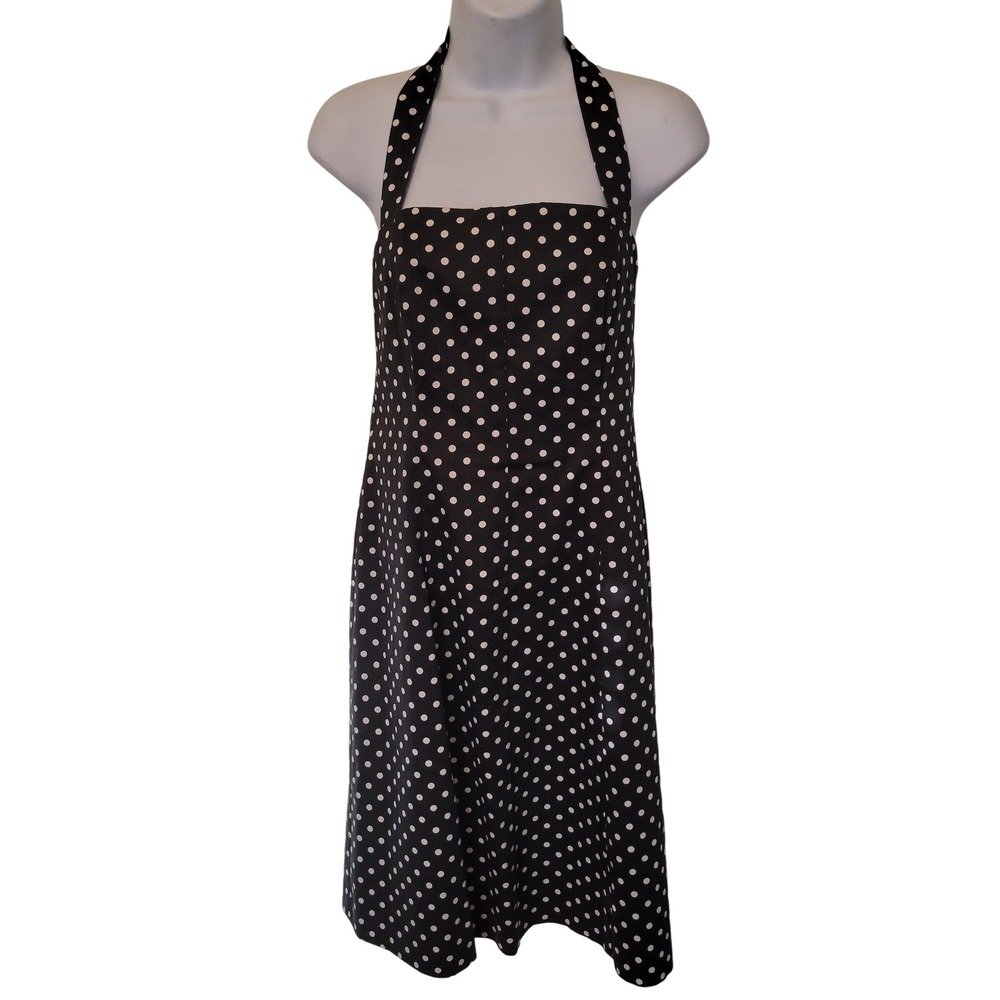 Positive Attitude 6P Black White Polka Dot Halter Dress USA Swing Party Mod